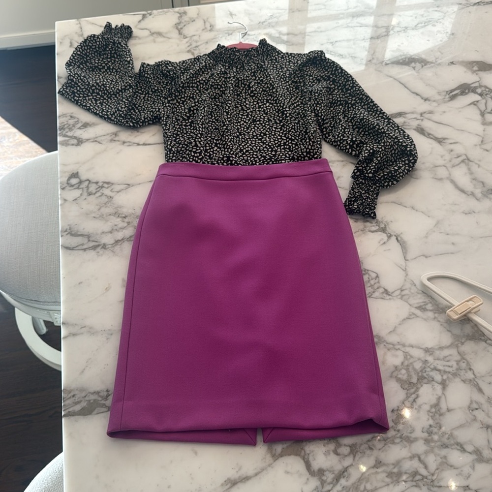 J Crew raspberry wool skirt sz 2 - Picture 2 of 7